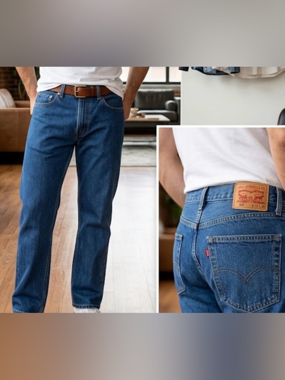 Men's Straight Fit Dark Blue Jeans